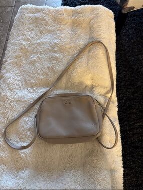 Tula Taupe Pebbled Leather Crossbody Bag